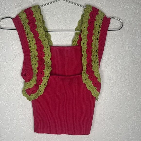 NWT Majorelle Jeneli Crochet Crop Top in Hot Pink & Lime Revolve XS - Picture 6 of 13